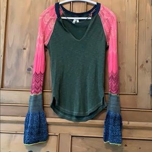 Free People Bell Sleeve Knit Top